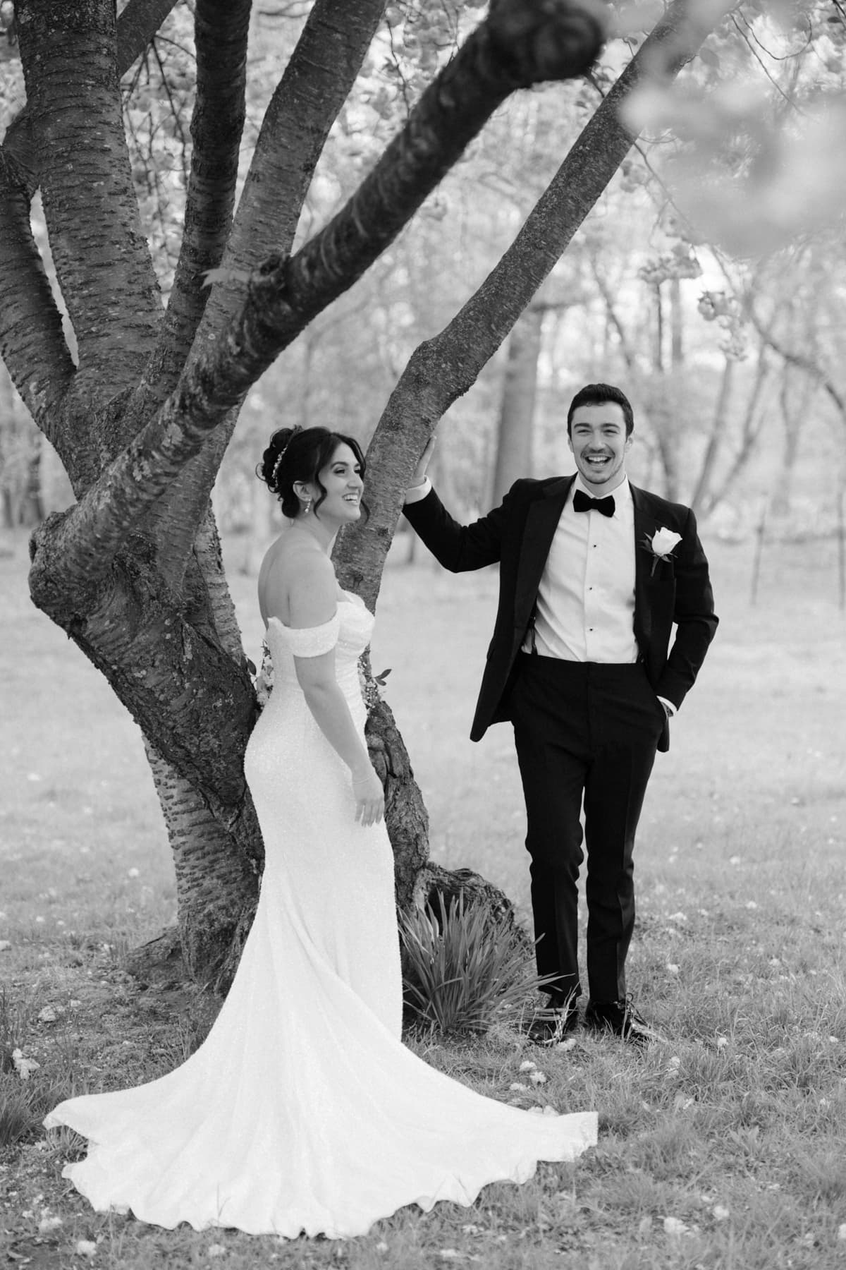 Candid wedding moment between a couple